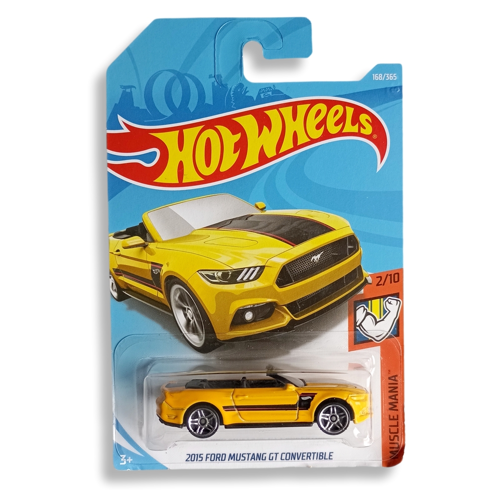 Hot Wheels 2017 Muscle Mania 2/10 2015 Ford Mustang GT Convertible Yellow Black